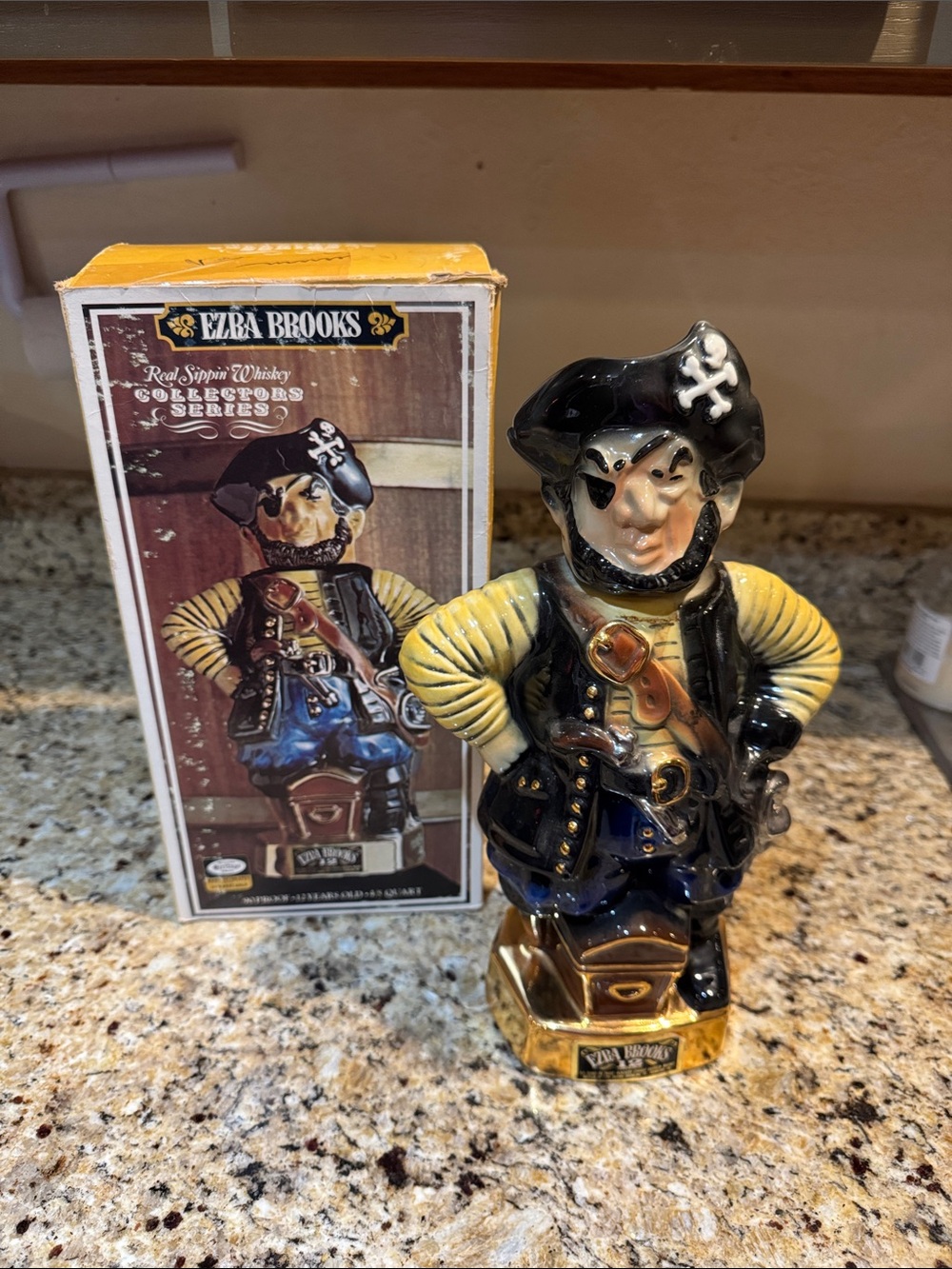 Excellent Condition Ezra Brooks Pirate Figurine Decanter Box Included
